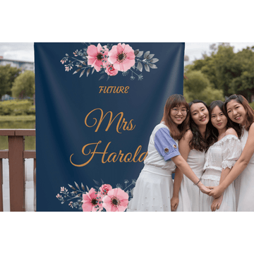 Navy Blue and Blush Bridal Shower Backdrop - iJay Backdrops